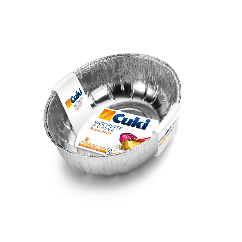 CUKI VASCHETTE ALLUMINIO (E1G) - POLLO ARROSTO - 2PEZZI - LT 0,8 (CM 27.2X22.2X7.7)