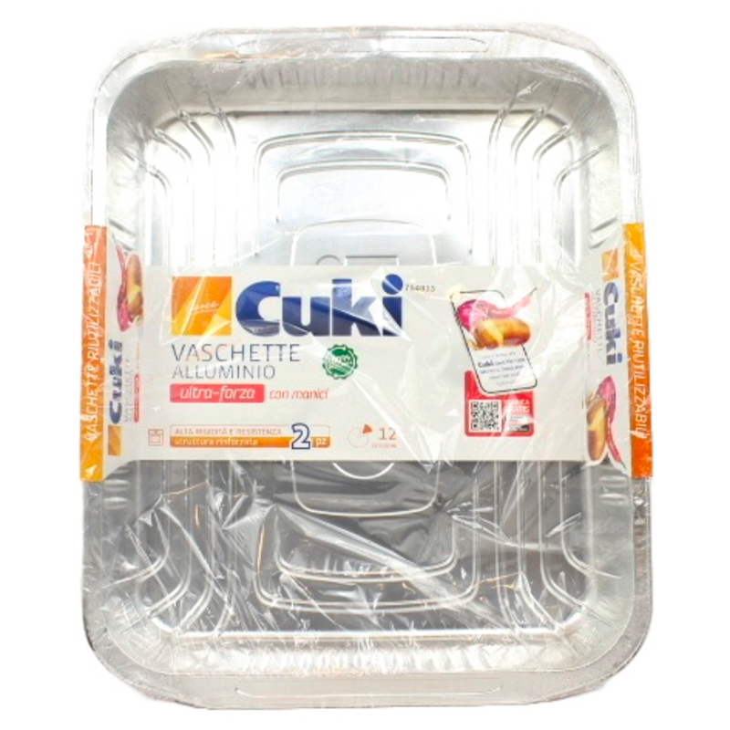 CUKI VASCHETTE ALLUMINIO (R74G) - PER 12 PORZIONI - 2 PEZZI - LT 5,0 (CM 39.6X33.5X5)