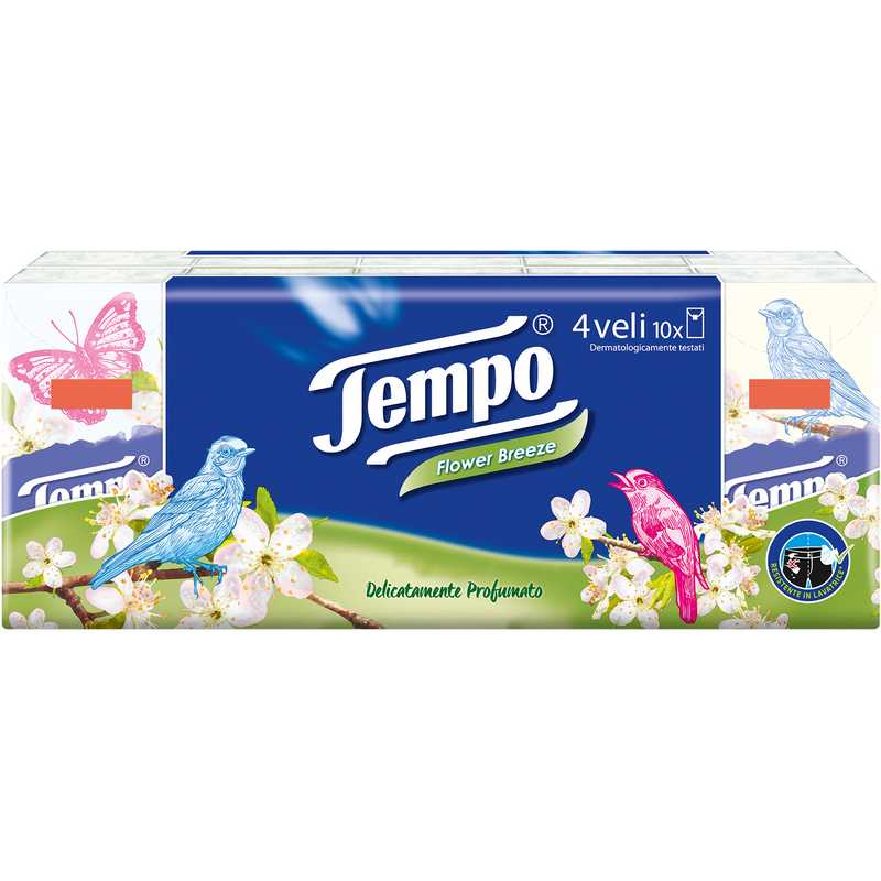 TEMPO FAZZOLETTI 10 PACCHETTI x 9 FAZZOLETTI 4 VELI FLOWER BREEZE