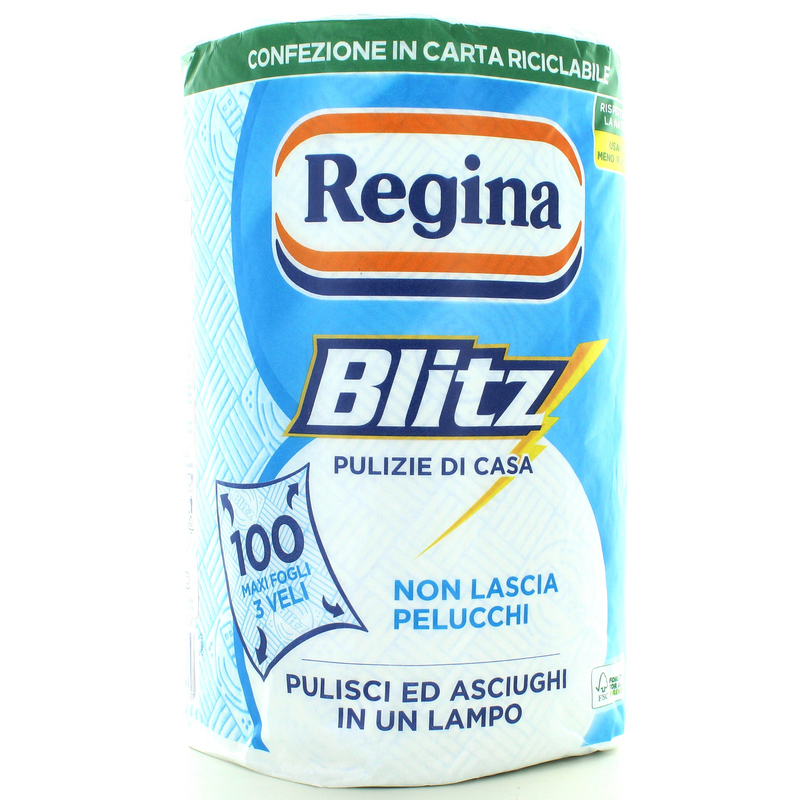 REGINA BLITZ CARTA CUCINA ASCIUGATUTTO ROTOLO 100 STRAPPI 3 VELI