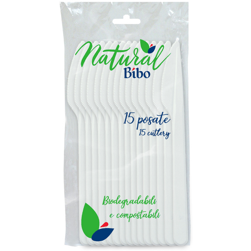 BIBO NATURAL 15 COLTELLI BIODEGRADABILI E COMPOSTABILI