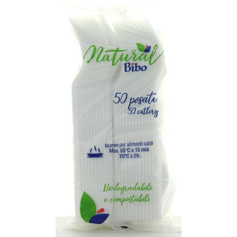 BIBO NATURAL 50 FORCHETTE BIODEGRADABILI E COMPOSTABILI