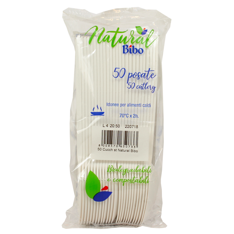 BIBO NATURAL 50 CUCCHIAI BIODEGRADABILI E COMPOSTABILI