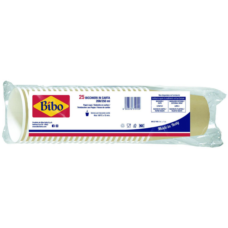 BIBO 25 BICCHIERI CARTA AVANA 200/250 ML