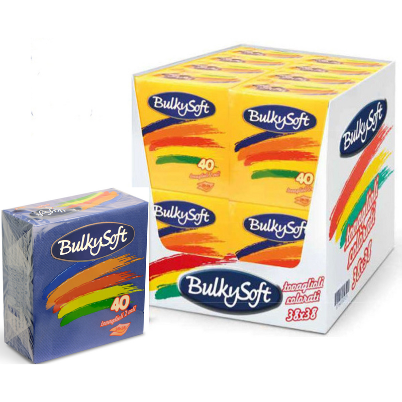 BULKYSOFT BOX TOVAGLIOLI 38x38 COLORE BLU 2 VELI 40 PZ TRAMA IN TESSUTO