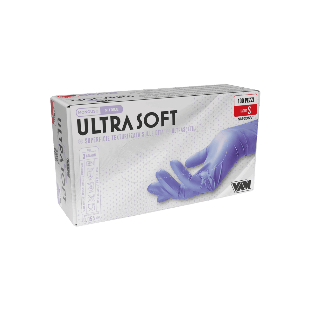 Guanti in nitrile senza polvere 3gr ULTRASOFT Blu - Confezione da 100 pz