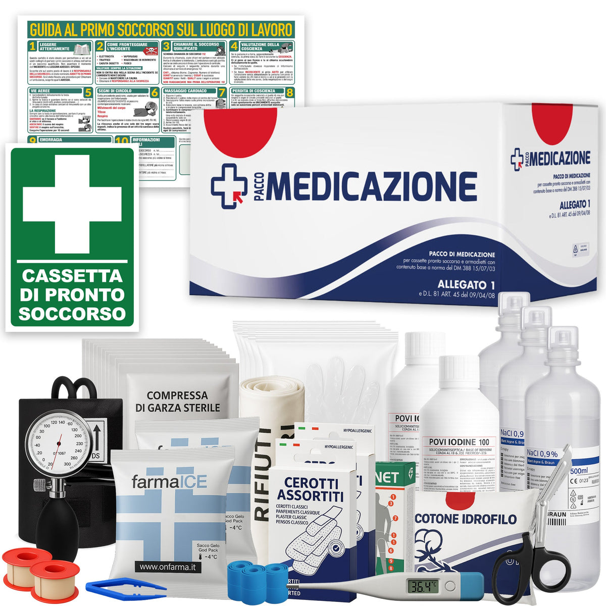 Kit Reintegro Cassetta Pronto Soccorso ALLEGATO 1 CON MISURATORE PRESSIONE