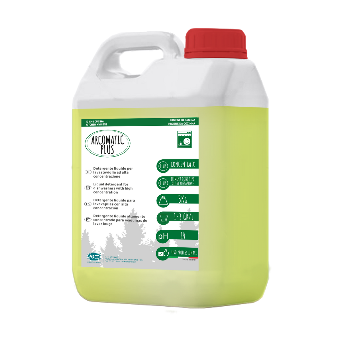 Detergente liquido alta concentrazione lavastoviglie Arco Matic Plus - 20 KG