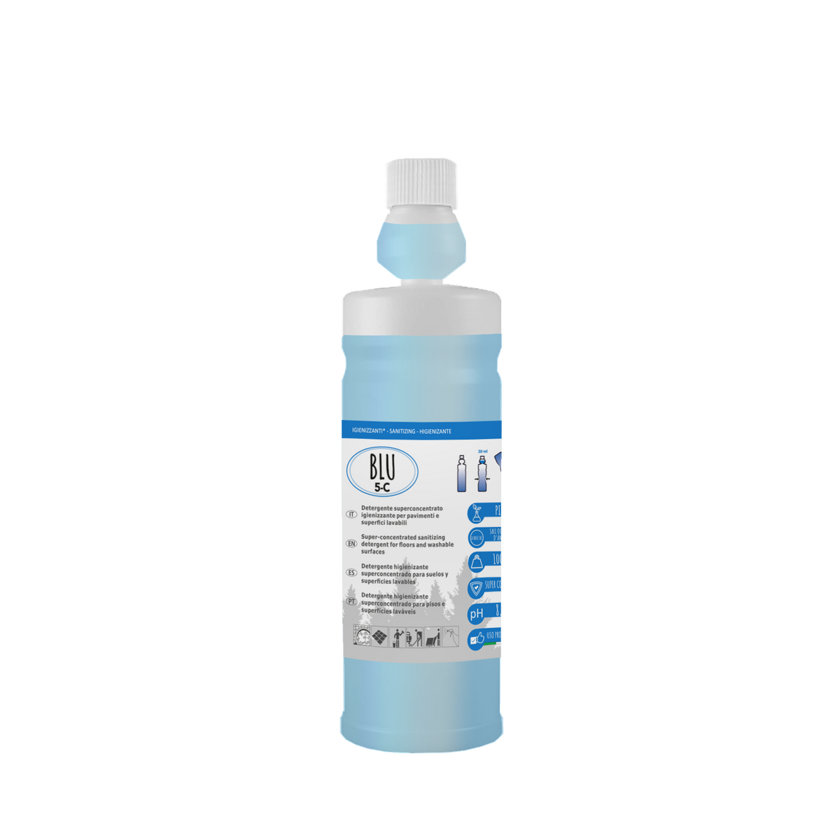 Detergente sanificante profumato a base di sali quaternari d’ammonio Blu 5-C - 1 LT