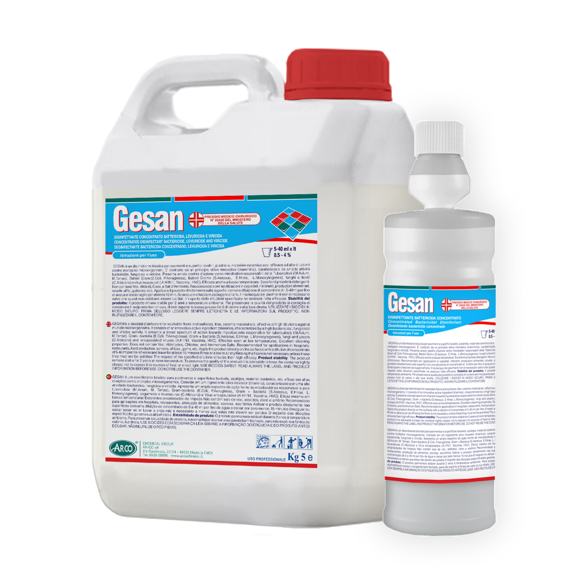 DISINFETTANTE BIOCIDA PER PAVIMENTI E SUPERFICI LAVABILI Gesan Disinfettante Biocida con Presidio Medico Chirurgico - 1 LT