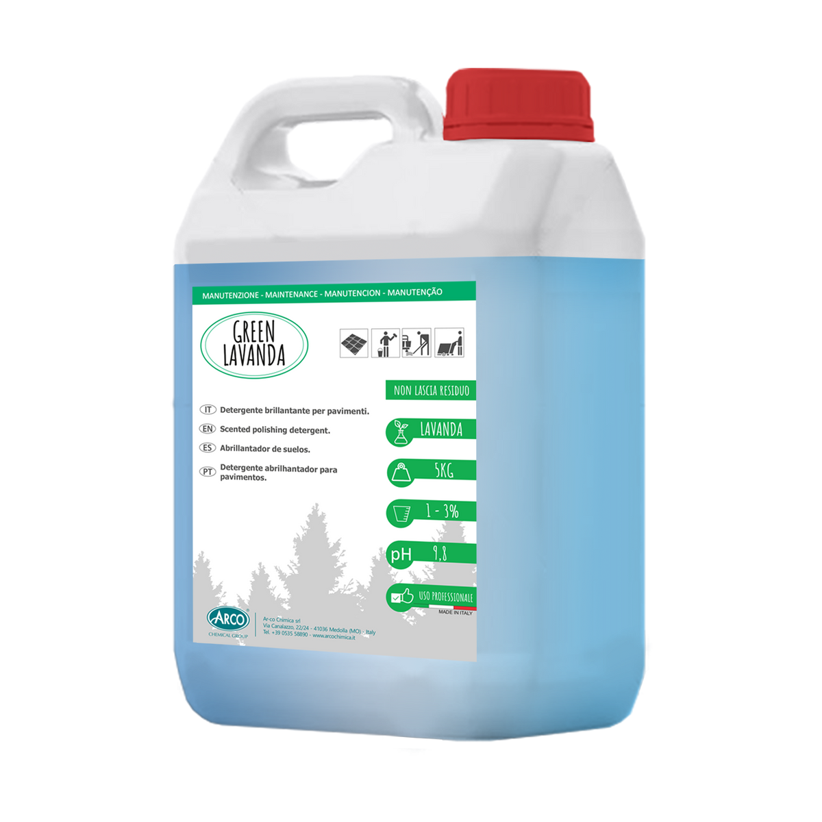 Detergente brillantante profumato Green Lavanda - 1 LT