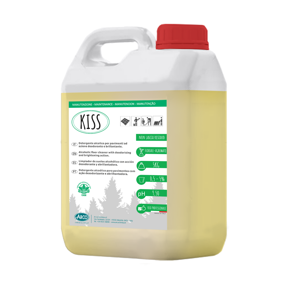 Detergente alcolico brillantante profumato Kiss - 5 KG