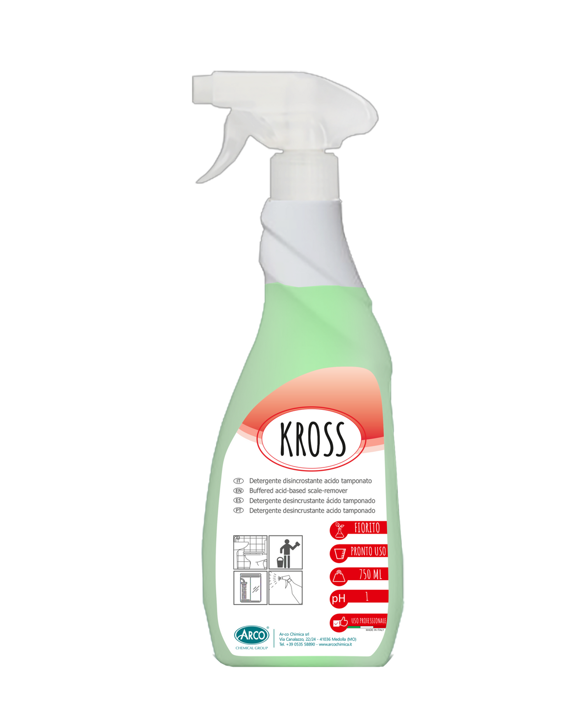 Detergente Disincrostante acido tamponato profumato Kross - 750 ML